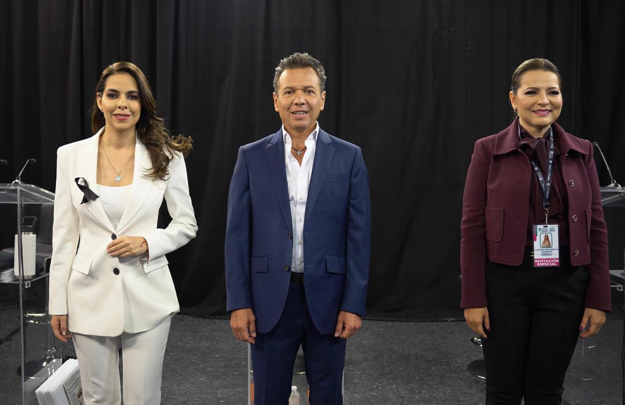 Laura Haro, Pablo Lemus, Claudia Delgadillo primer debate